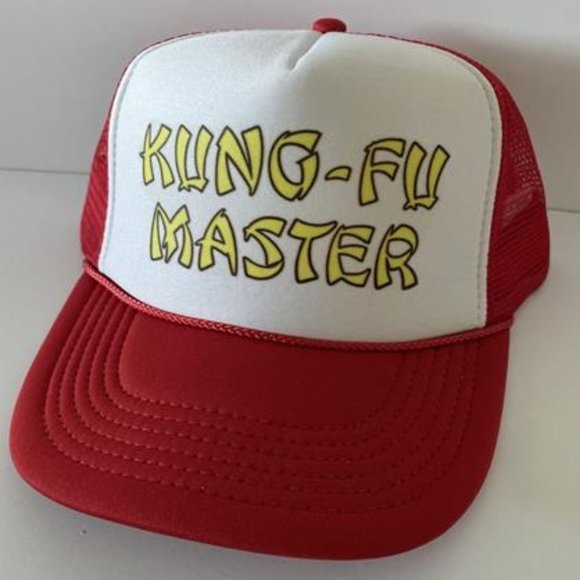 Retro 80s Fun Party Hat Movie Fans Kung-Fu Master Trucker Hat adjustable Red Goo - Picture 3 of 4
